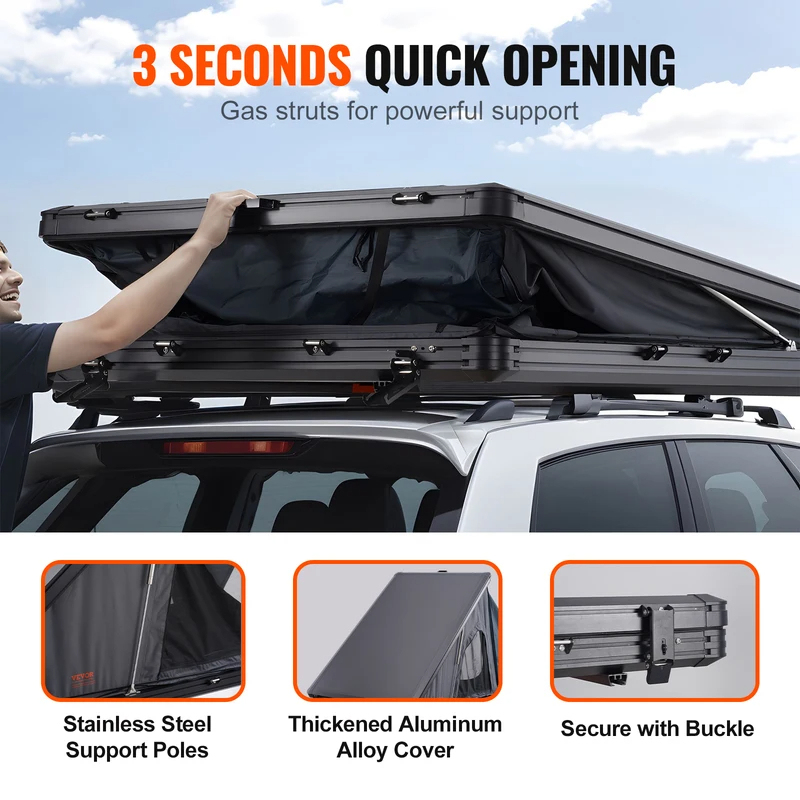 Roof Top Tent Ladder Telescopic - 工場直販特価 - 大成功！ルーフトップテント ハードルーフトップ、伸縮式はしご付き、厚手素材、防水、防風