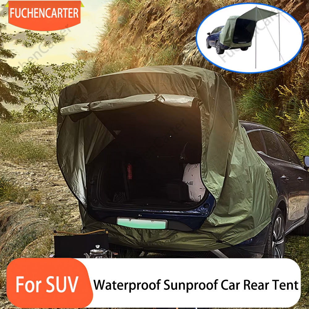 Roof Top Tent Annex Room - 屋外キャンプピクニックSUVテールゲートテント防水日除け車後部拡張オーニングポータブルカートランクキャノピーテント