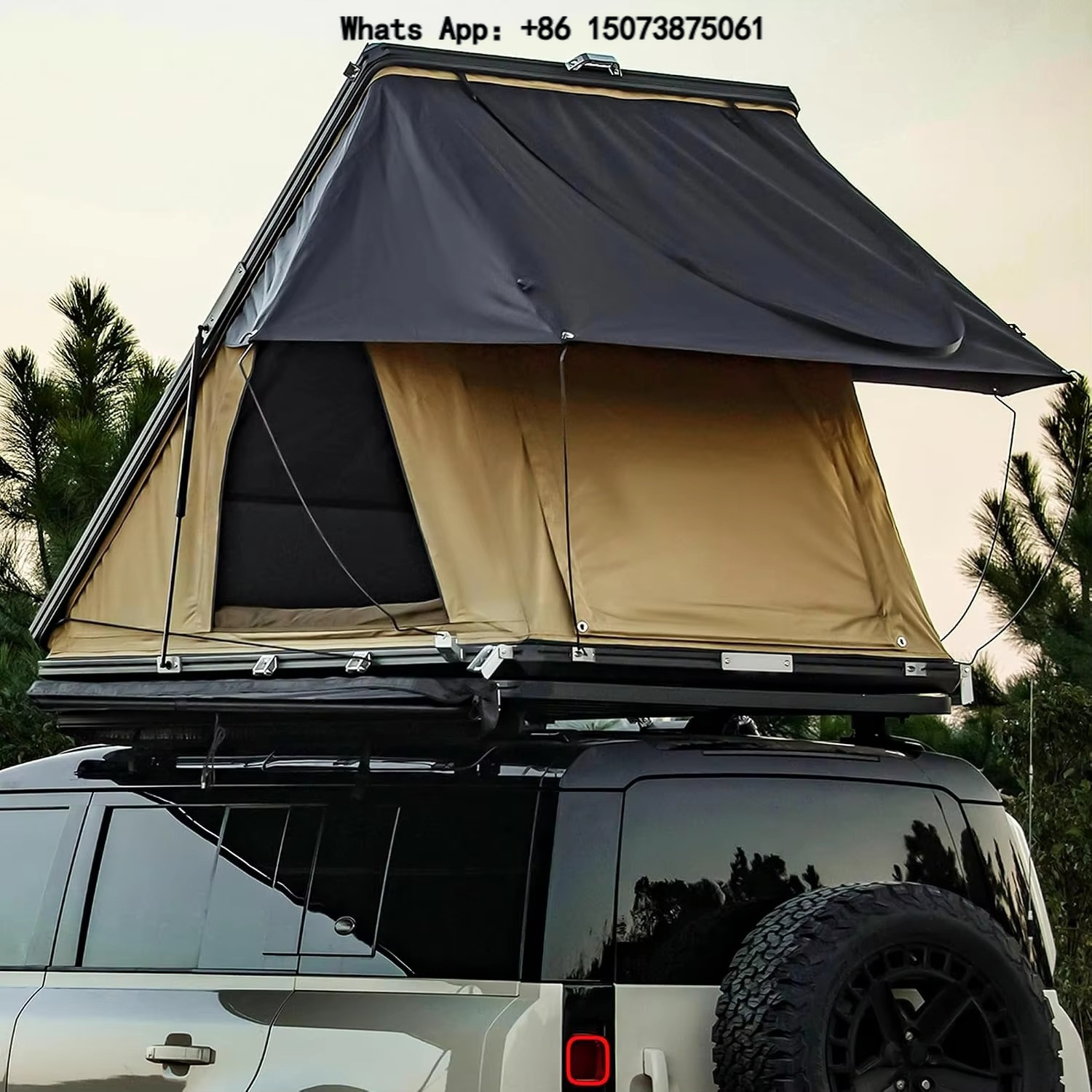 Roof Top Tent Ladder Telescopic - 頑丈なハードシェル構造のルーフテント。2～3人用。LEDライトストリップ、USB充電ステーション、アルミニウム製伸縮式はしご付き。