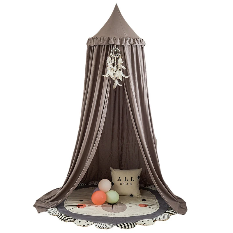Roof Top Tent Annex Room - ベビーベッドの天蓋,丸いドーム,蚊帳,赤ちゃんの寝室の装飾,プレイテント,ピンク,グレー,白