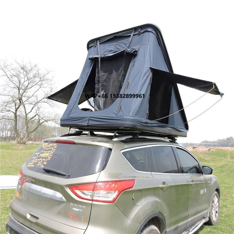 Roof Tent Hardshell Aluminum - 屋外折りたたみ式斜めカールーフキャンピングテント ダブルグランドカバーテント ABSアルミ合金製三角形ハードシェルルーフトップテント