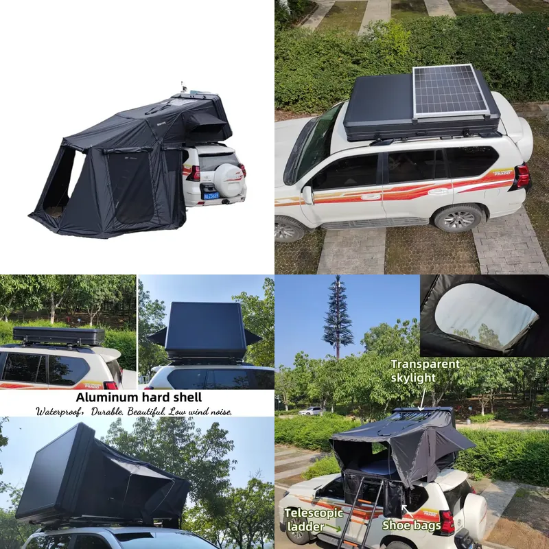 Roof Top Tent 4 Person Xl - XLサイズ、4人用、防水、アルミ製ハードシェル、自動設営式、屋外キャンプ用、ルーフテント、キャンパー用ルーフトップテント、アクセサリー