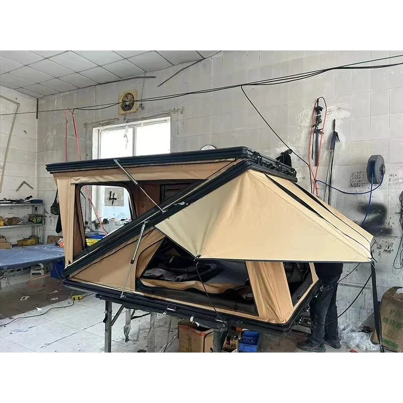 Roof Top Tent Hard Shell 2 Person - 重量：三角形のハードシェルルーフテント、貝殻型ルーフテント、2人用、アルミニウム製、車載用、ハードシェルルーフテント。
