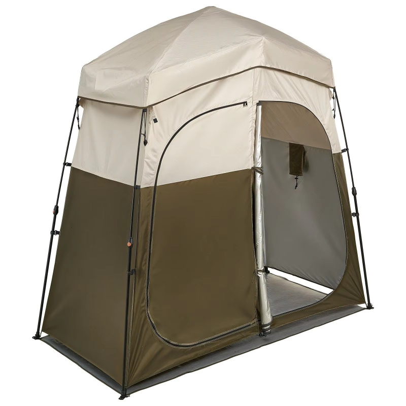 Camping Shower Tent Portable - ポータブル2ルームキャンプシャワールームテント、フロアパイルロープ、シルバーコーティング150Dオックスフォード生地、折りたたみ式更衣室、ポータブル