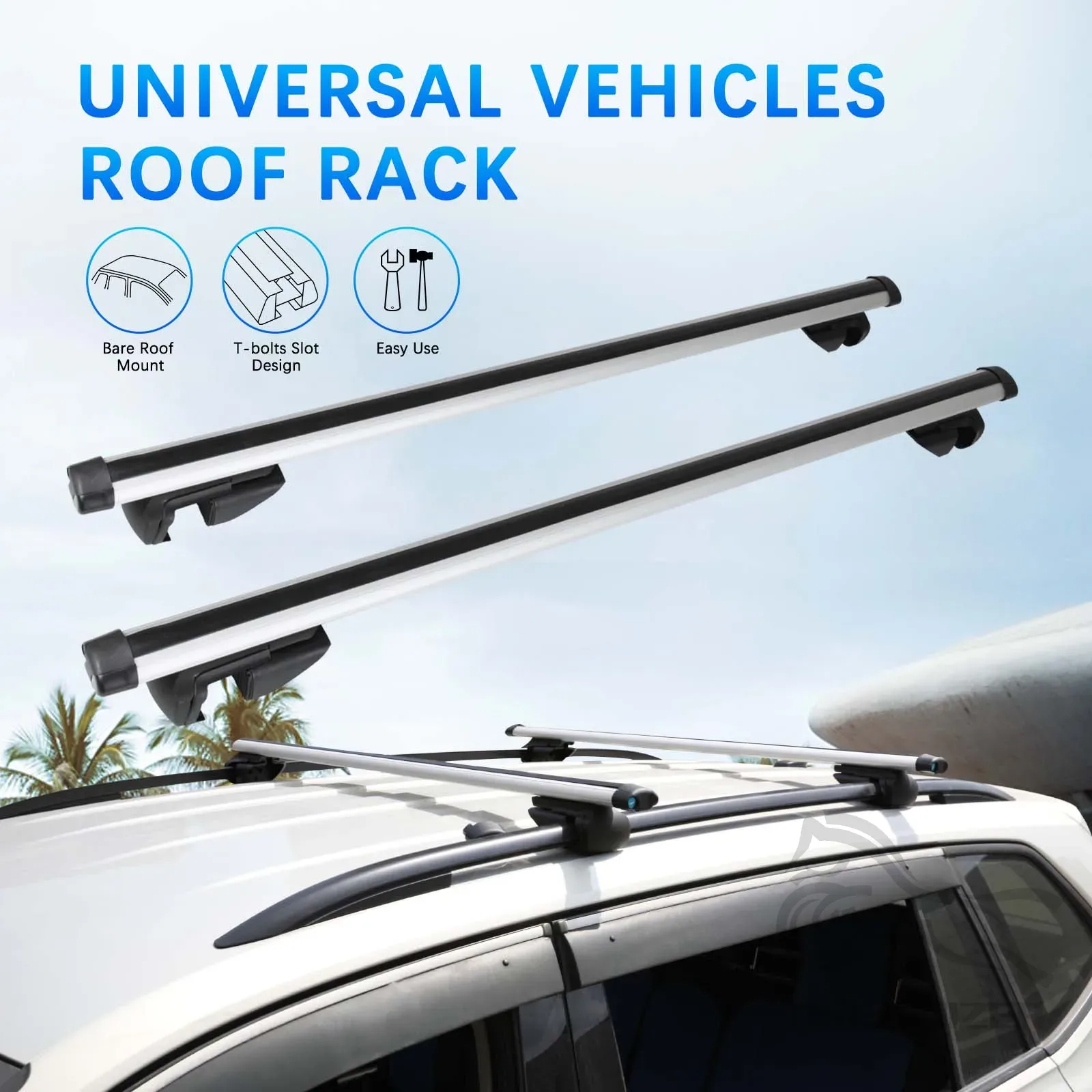 Roof Rack Crossbar Aluminum - 48インチ車用アルミ製ルーフラッククロスバー、カーゴ荷物キャリアロック、ヒュンダイ・ツーソン2022、トヨタ用