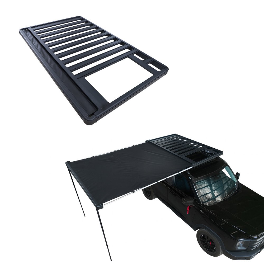 Overland Roof Rack Platform - オフロード用ルーフキャリア、バン、ジープ、トラック、SUV用アルミ製テントラック、頑丈なオーバーランド用ホルダー、ブラック