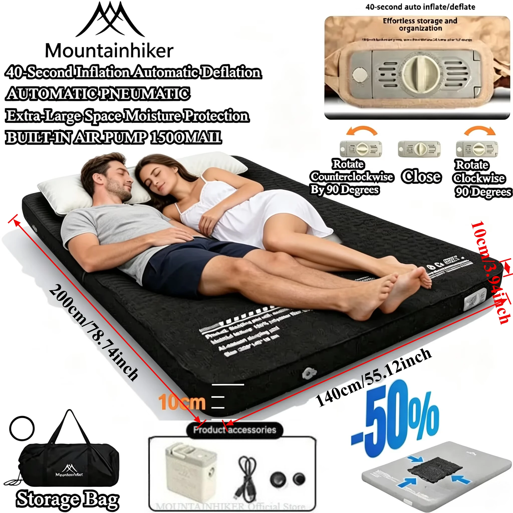 マウンテンハイカー アウトドア キャンプ用 エアポンプ エア - Roof Top Tent Mattress のレビューと価格