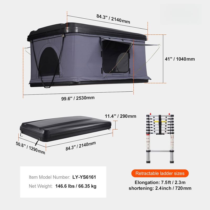 ホットセール中！Winfull DH-11 ハードシェルルー - Roof Top Tent Ladder Telescopic のレビューと価格