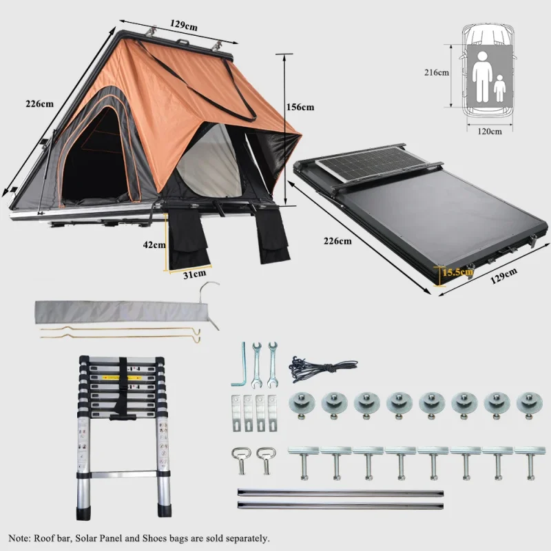 KQX高品質ハードシェル三角形アルミ製SUV車用ハードシェル - Roof Tent Hardshell Aluminum のレビューと価格
