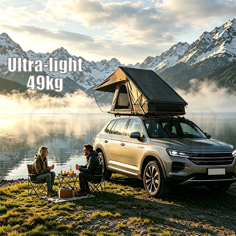 高品質4シーズン防水超軽量トライアングルハードシェルルーフト - Roof Top Tent Hard Shell 2 Person のレビューと価格