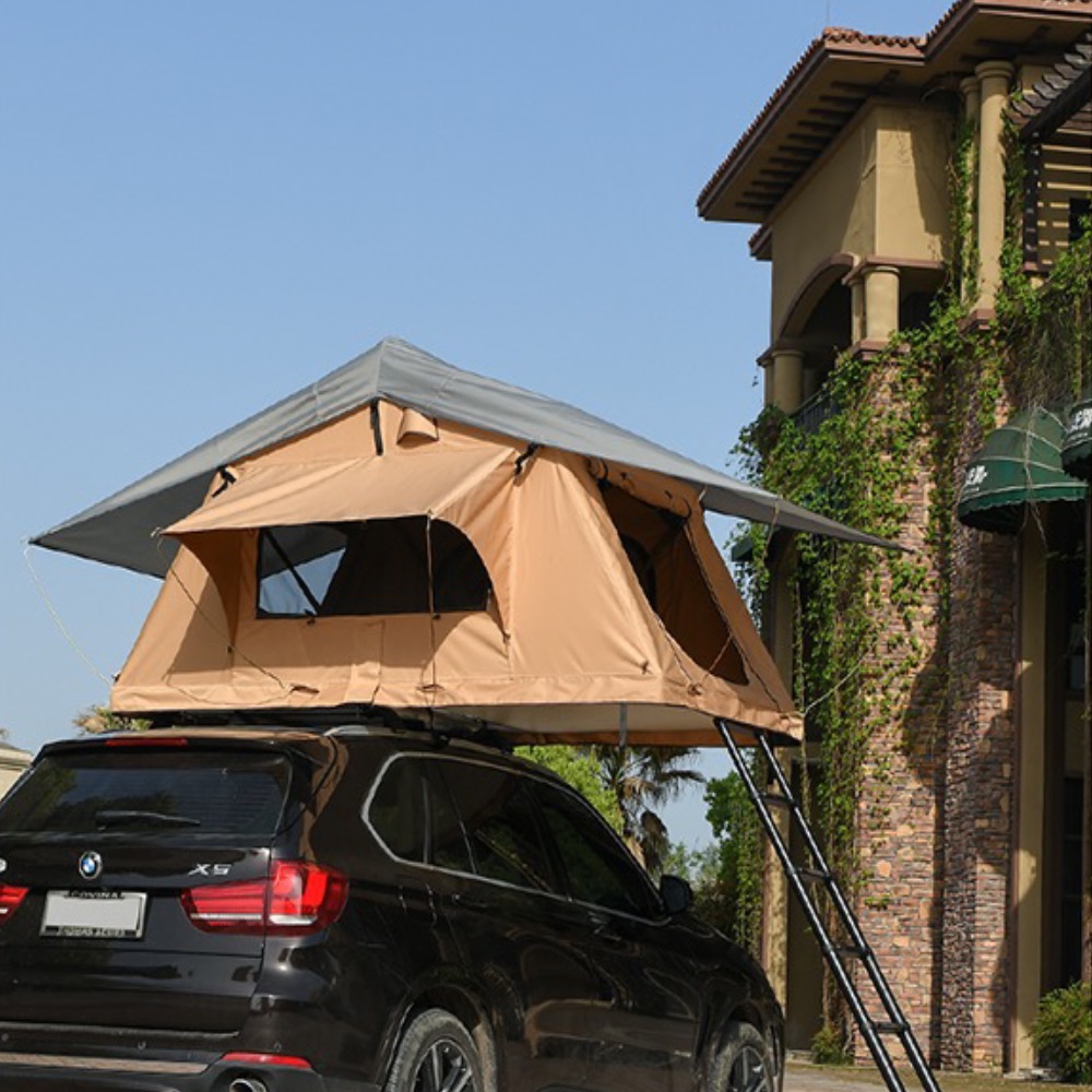 2～3人用防水カールーフトップテントボックス、ハードシェルア - Roof Top Tent Ladder Telescopic のレビューと価格