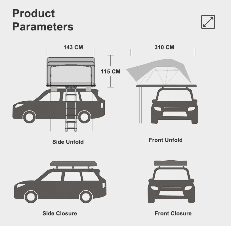 簡単に折りたためるオックスフォードポリエステル生地の車用ルー - Roof Top Tent Ladder Telescopic のレビューと価格