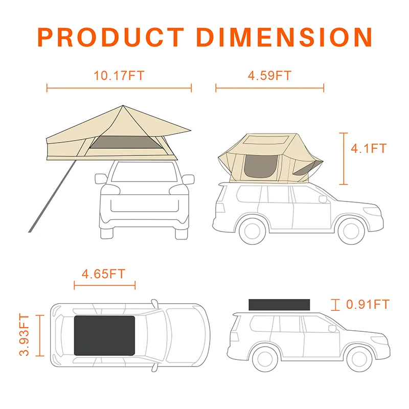2～3人用インフレータブルソフトシェルルーフトップテント、ク - Roof Top Tent Soft Shell 3 Person のレビューと価格